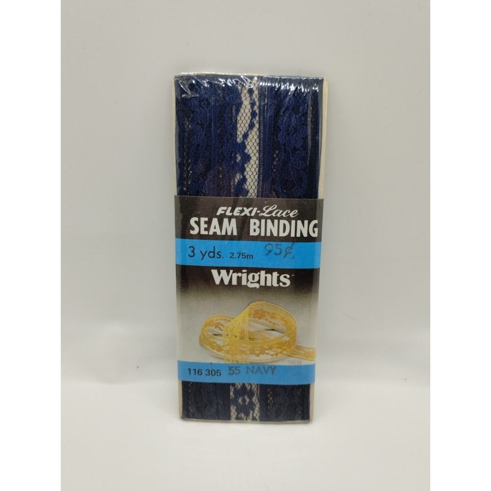 Wrights Seam Binding Flexi-Lace 3 Yds 116 305 Navy 55 - Sewing Vintage 1986